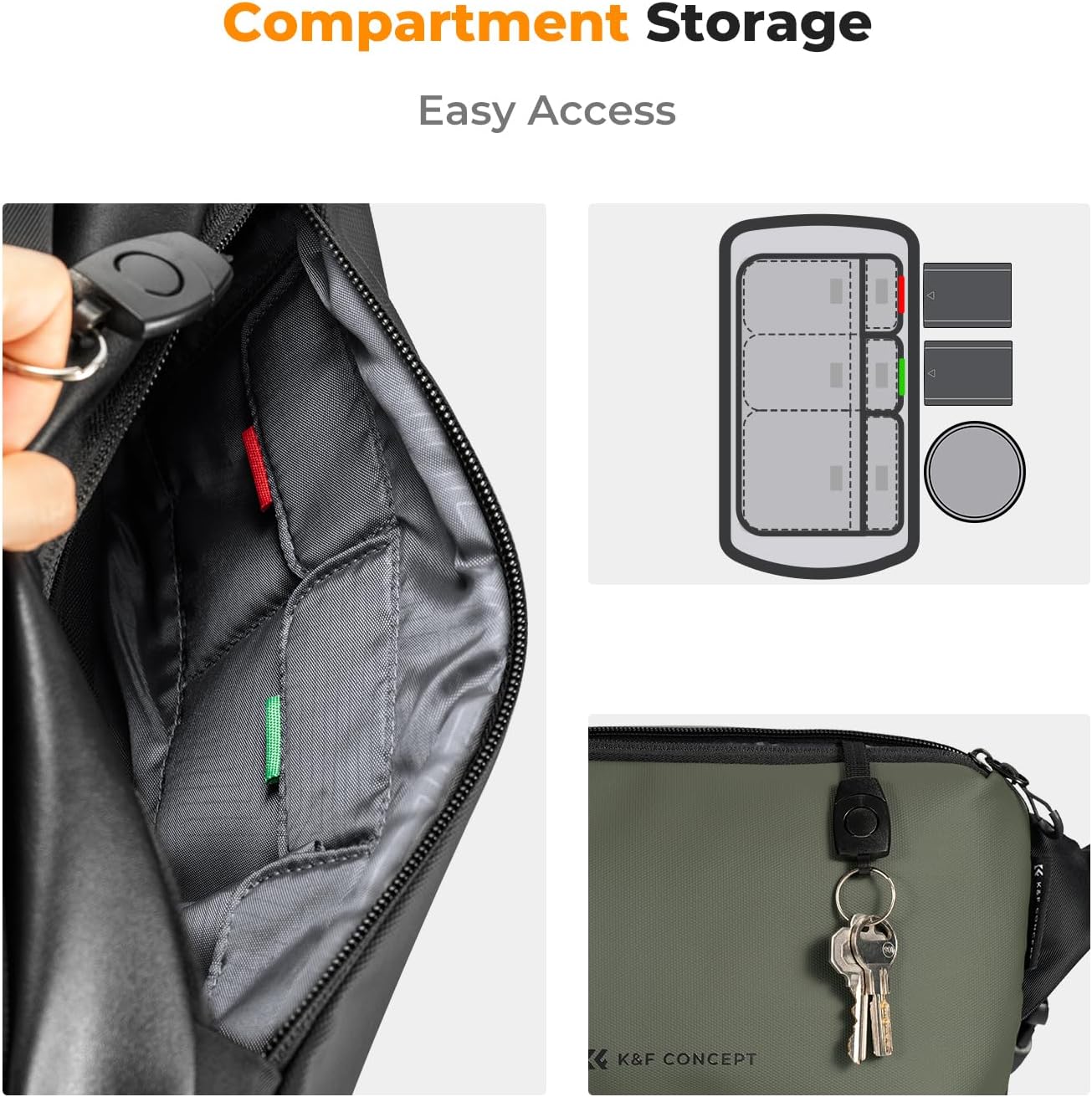 K&F CONCEPT Camera Sling Bag Crossbody Bag Waterproof Camera Shoulder Backpack DSLR/SLR/Mirrorless Camera Case - Image 4