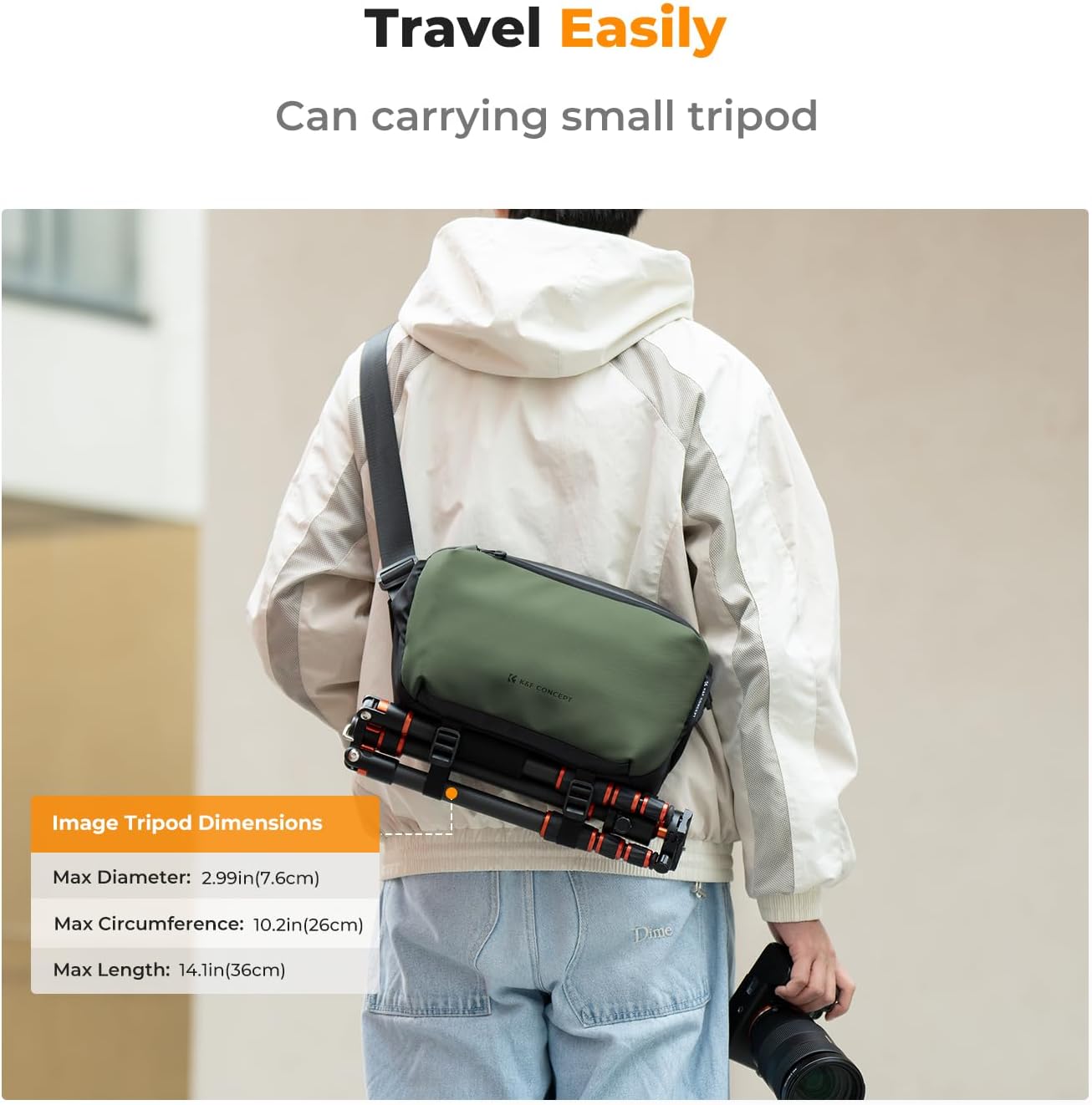 K&F CONCEPT Camera Sling Bag Crossbody Bag Waterproof Camera Shoulder Backpack DSLR/SLR/Mirrorless Camera Case - Image 5