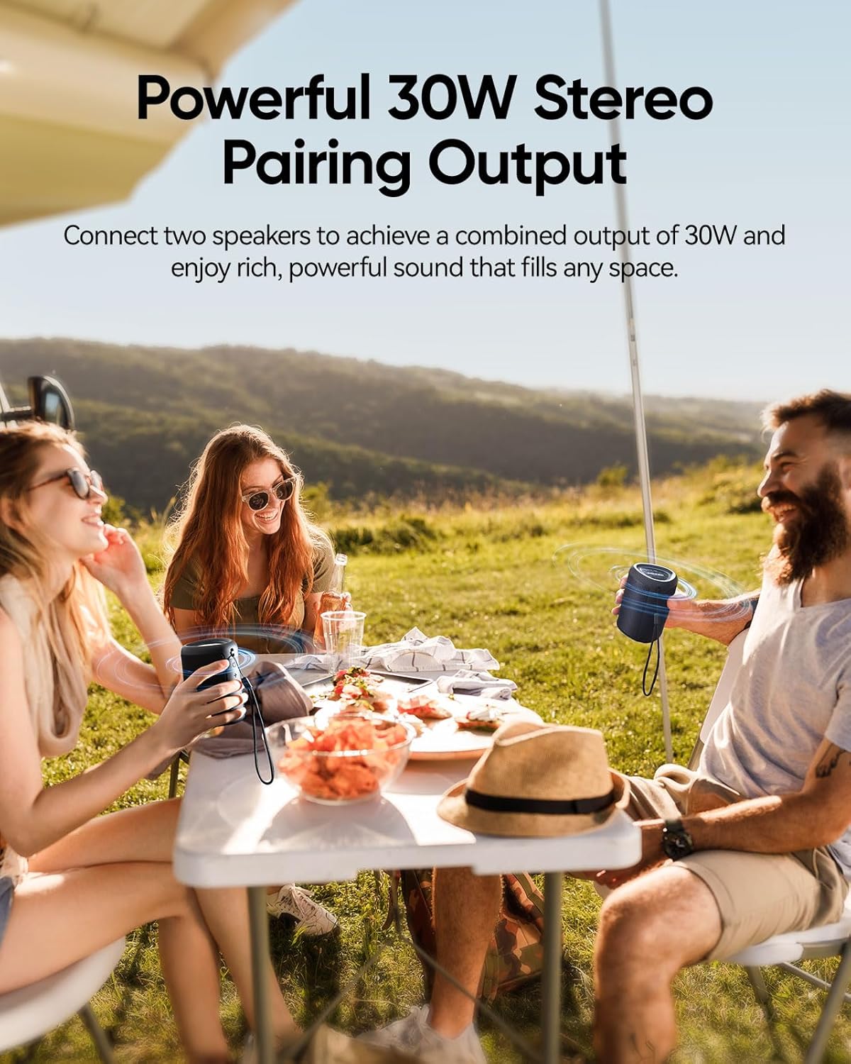 Portable Bluetooth Speaker Beach Essentials: Powerful Crystal Clear Sound/Dynamic Light/IPX5 Waterproof/All Day Playtime/Wireless BT 5.3/TWS Paring, Dad Gifts, Outdoor|Travel|Camping|Pool Accessories - Image 8