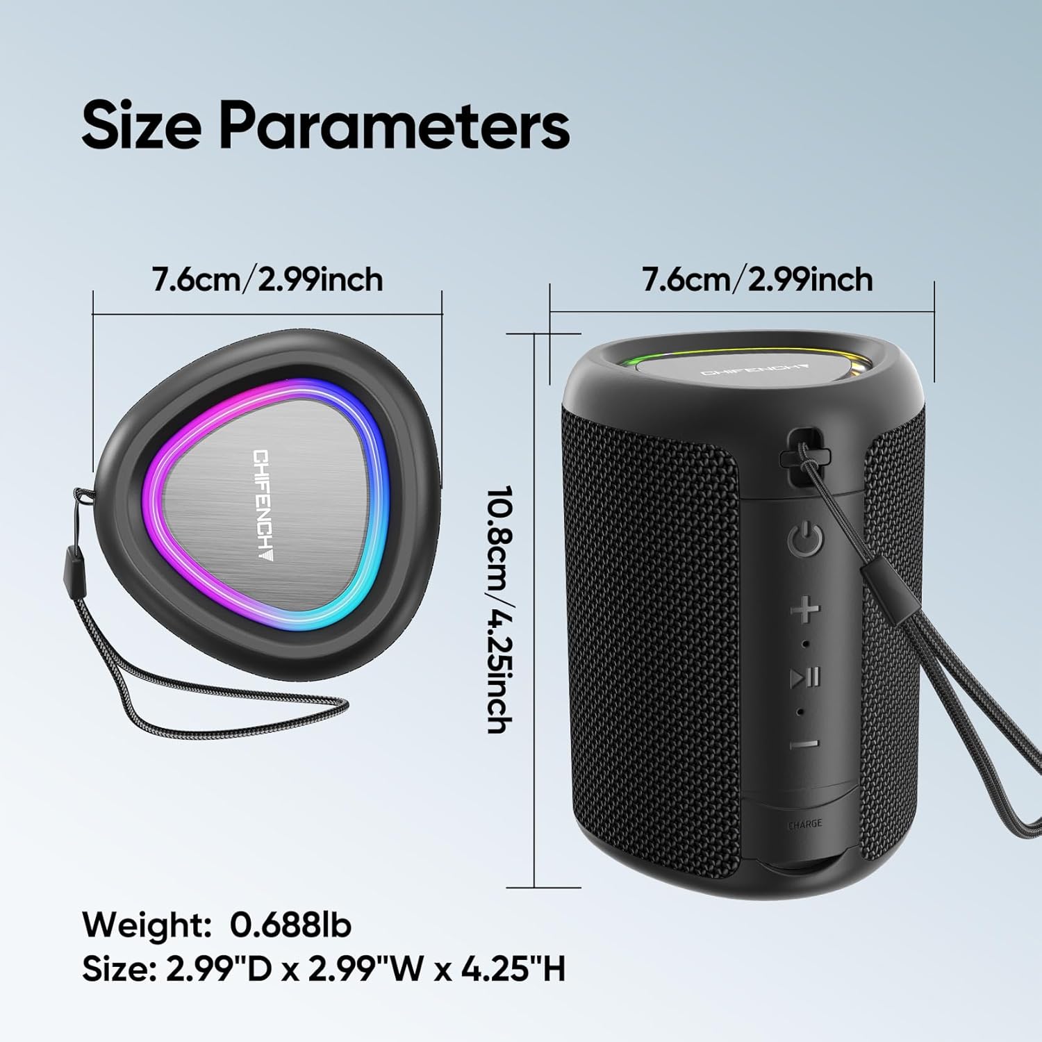 Portable Bluetooth Speaker Beach Essentials: Powerful Crystal Clear Sound/Dynamic Light/IPX5 Waterproof/All Day Playtime/Wireless BT 5.3/TWS Paring, Dad Gifts, Outdoor|Travel|Camping|Pool Accessories - Image 9